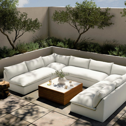 Grant Outdoor 5-PC Sectional by Four Hands in faye ash. Made from 100% olefin, 91% polyurethane foam pad, 9% polyester fiber batting in a transitional style.