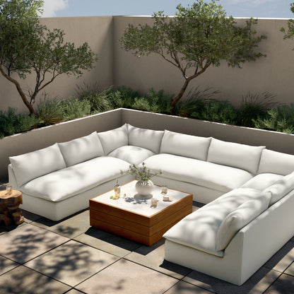 Grant Outdoor 5-PC Sectional by Four Hands in faye ash. Made from 100% olefin, 91% polyurethane foam pad, 9% polyester fiber batting in a transitional style.