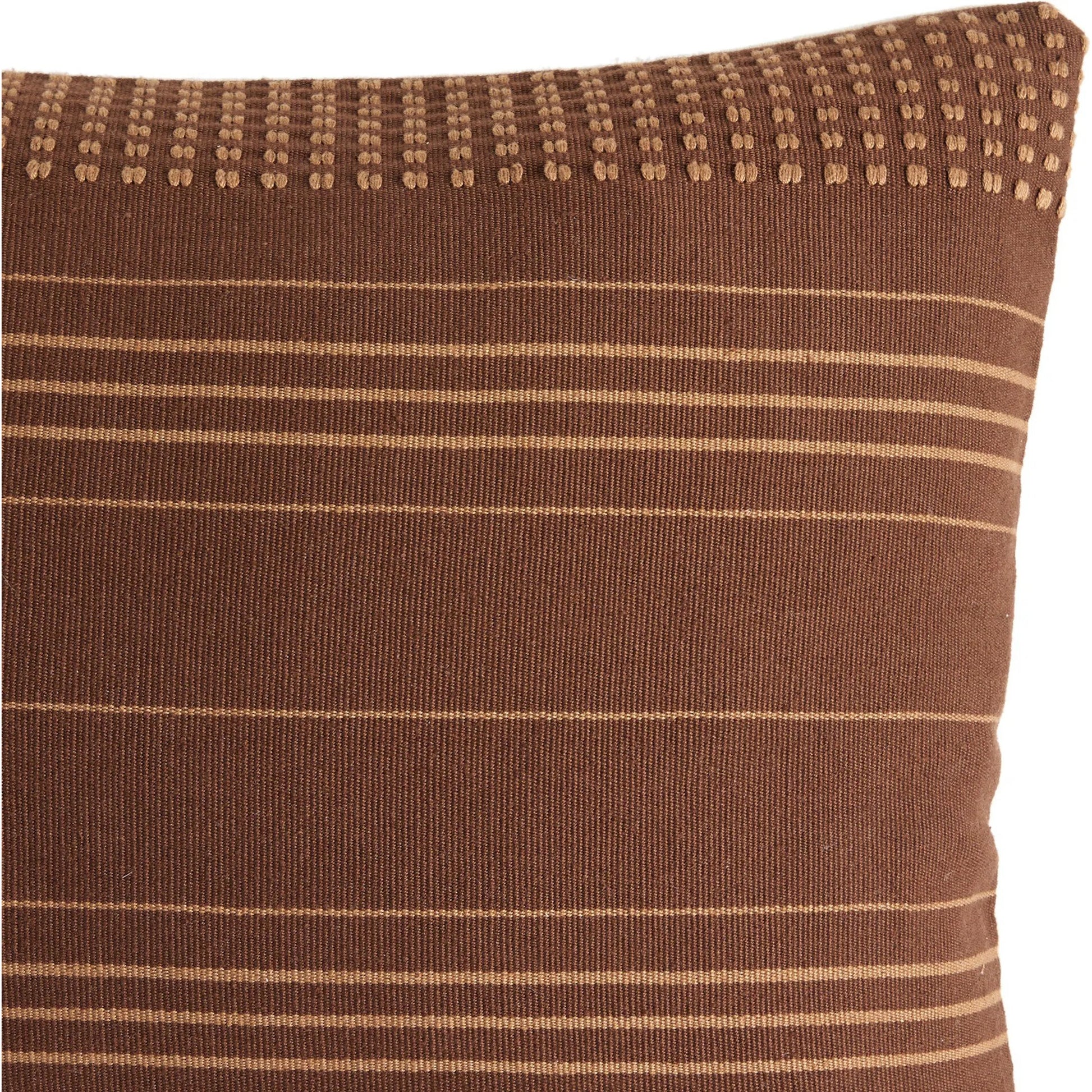 Handwoven Cancuc Pillow by Four Hands in taupe cotton, off white canvas, mocha cotton. Made from 100% cotton in a unique style.