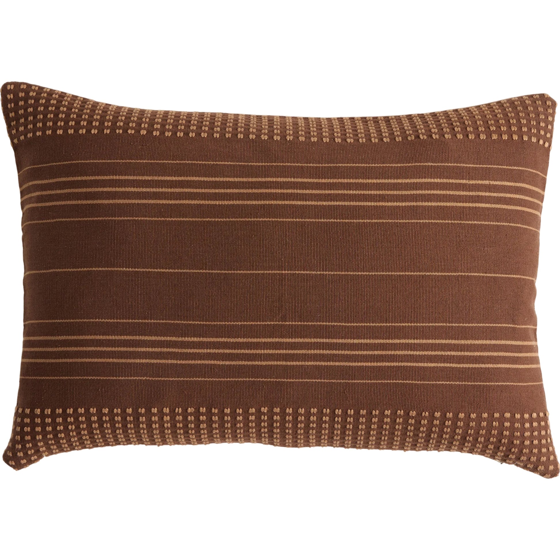 Handwoven Cancuc Pillow by Four Hands in taupe cotton, off white canvas, mocha cotton. Made from 100% cotton in a unique style.