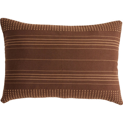 Handwoven Cancuc Pillow by Four Hands in taupe cotton, off white canvas, mocha cotton. Made from 100% cotton in a unique style.
