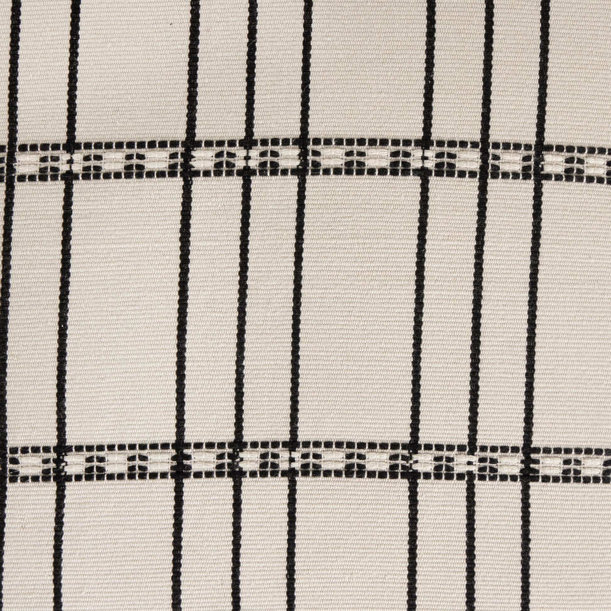 Handwoven Chiapas Pillow by Four Hands in ivory cotton, off white canvas, black cotton and ivory cotton. Made from 100% cotton in a transitional style.