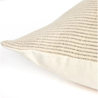 Handwoven Merido Pillow by Four Hands in beige cotton, off white canvas, black cotton. Made from 100% cotton in a unique style.