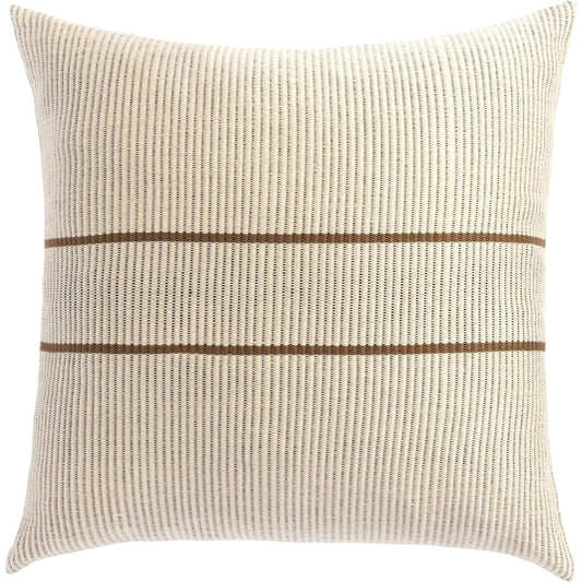 Handwoven Merido Pillow by Four Hands in beige cotton, off white canvas, black cotton. Made from 100% cotton in a unique style.