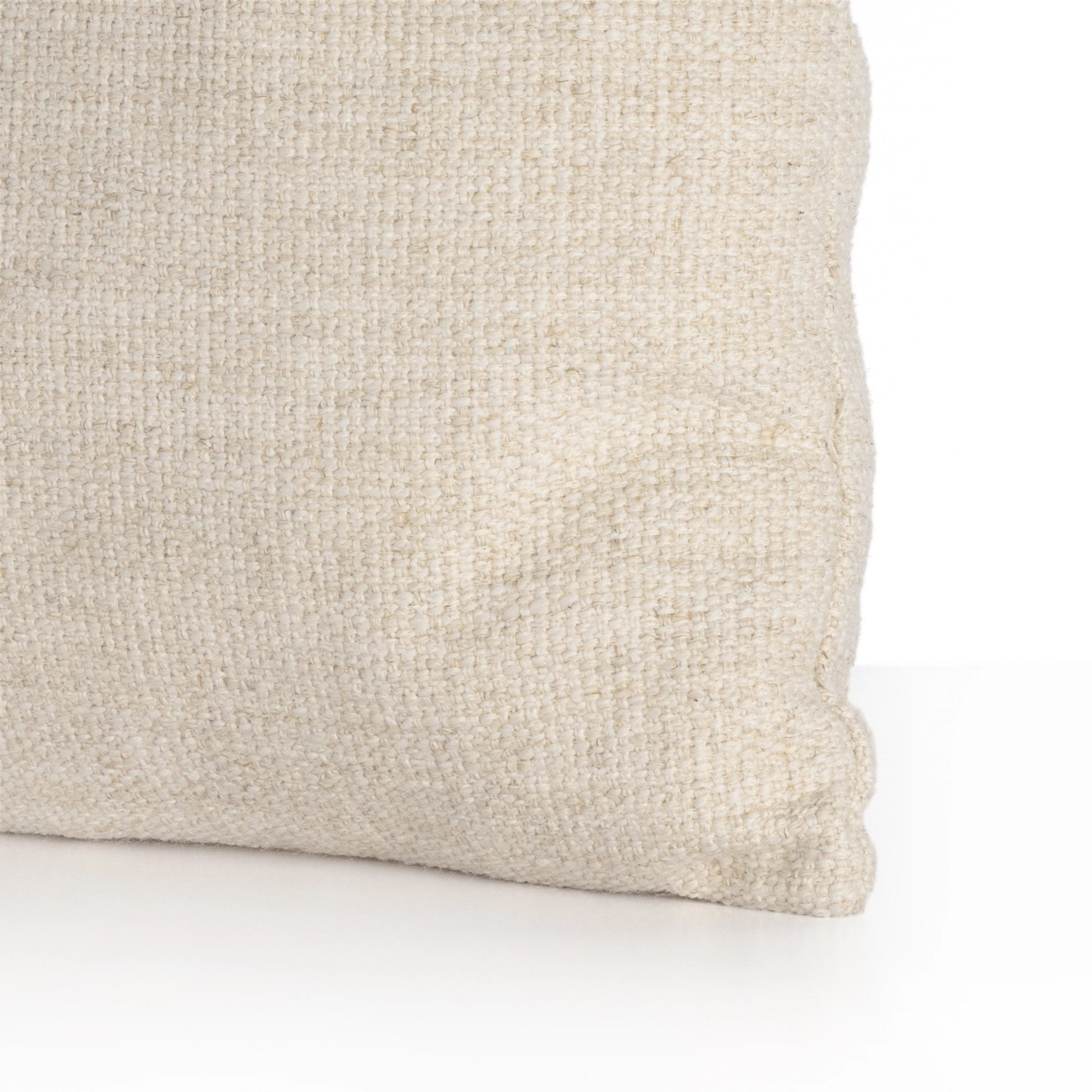 Leather and Linen Block Pillow by Four Hands in thames cream, sonoma butterscotch. Made from 66% polyester, 19% acrylic, 15% flax, linen, top grain leather, down alternative fiber in a transitional style.