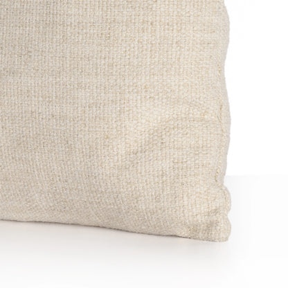 Leather and Linen Block Pillow by Four Hands in thames cream, sonoma butterscotch. Made from 66% polyester, 19% acrylic, 15% flax, linen, top grain leather, down alternative fiber in a transitional style.