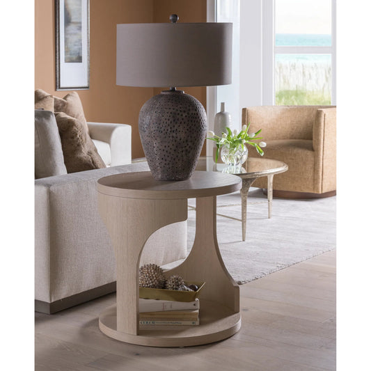 St Ives Round End Table by Artistica Home in sandrift. Made from unique in a transitional style.