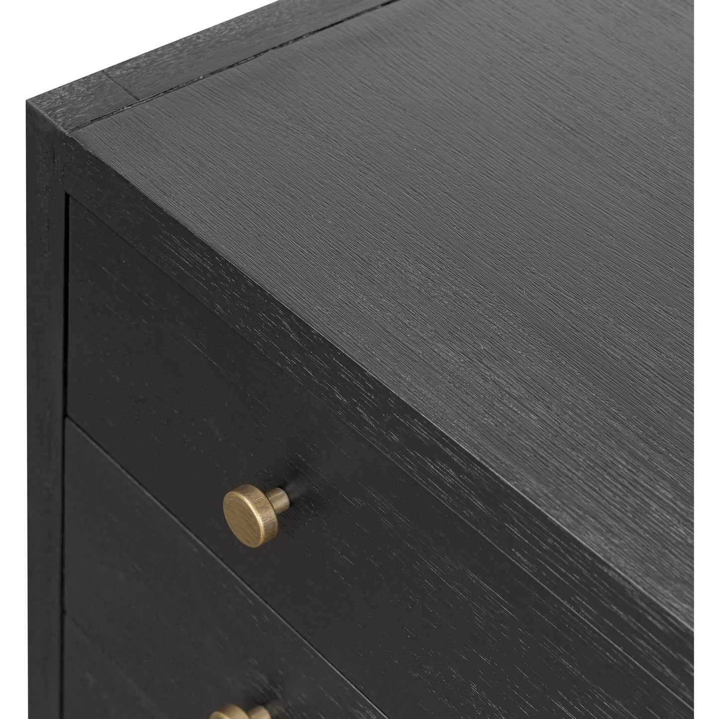 023 SI-2535374 | Closeup | Sullivan Nightstand by Four Hands in saddle tan veneer, saddle tan, golden brass. Made from unique in a modern style.