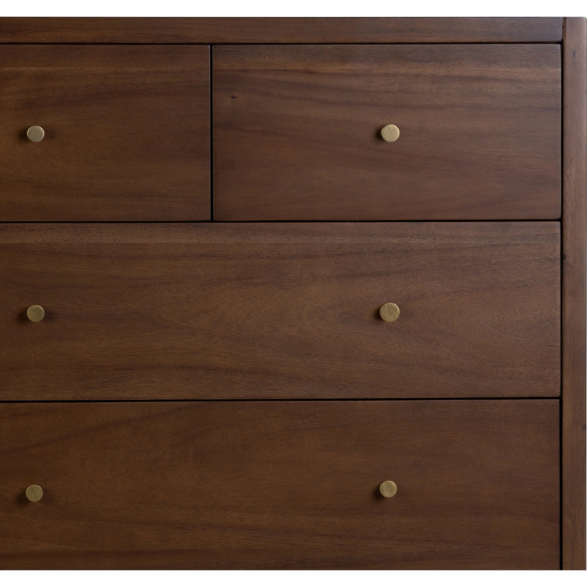 Sullivan 10 Drawer Dresser by Four Hands in saddle tan. Made from solid acacia, thin acacia veneer in a modern style.