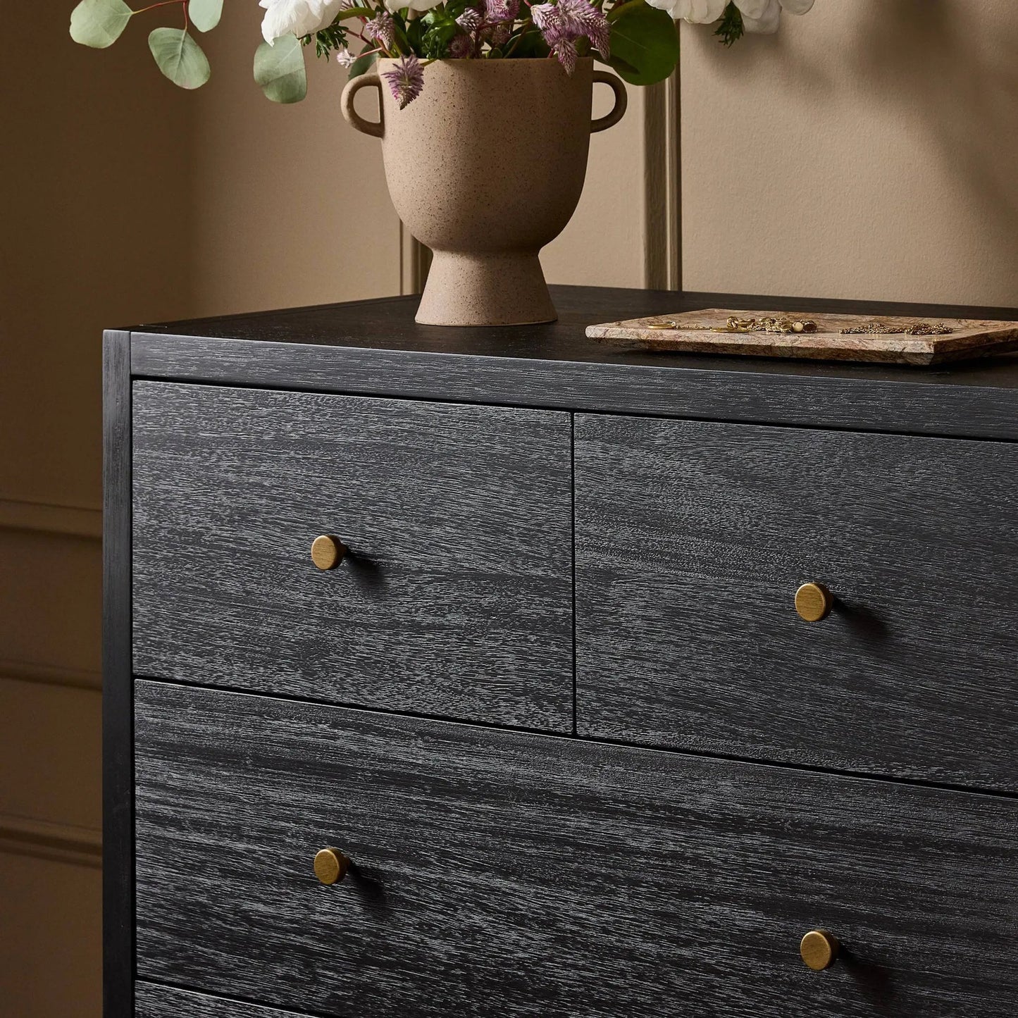 028 SI-2535371 | Closeup | Sullivan 10 Drawer Dresser by Four Hands in saddle tan. Made from unique in a modern style.