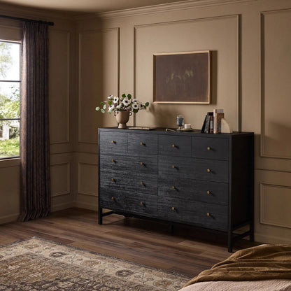 Sullivan 10 Drawer Dresser by Four Hands in saddle tan. Made from unique in a modern style.
