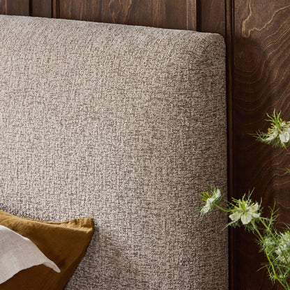 Quincy Bed by Four Hands in plushtone linen, black. Made from 100% polyester, solid parawood in a transitional style.