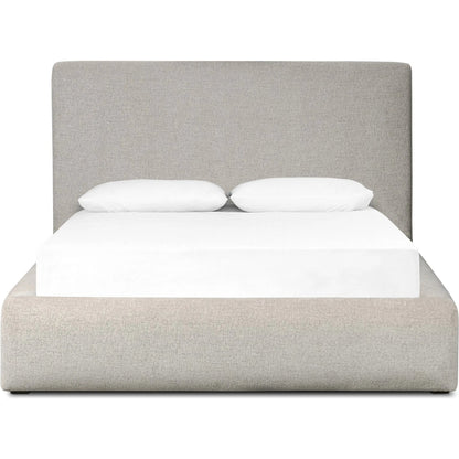 Quincy Bed by Four Hands in plushtone linen, black. Made from 100% polyester, solid parawood in a transitional style.