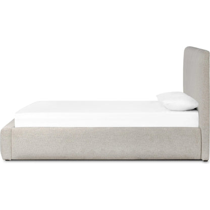 Quincy Bed by Four Hands in plushtone linen, black. Made from 100% polyester, solid parawood in a transitional style.