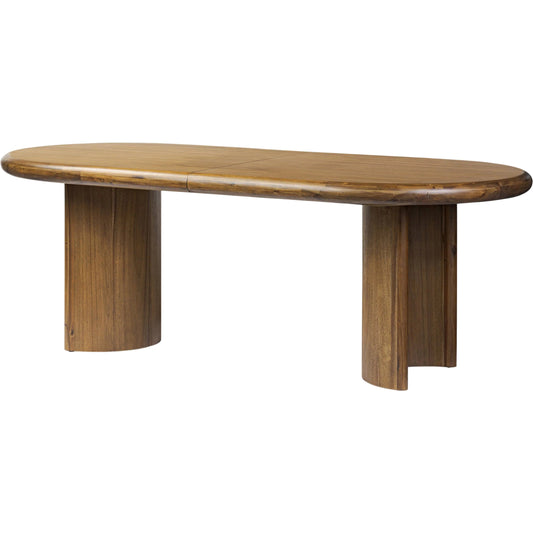 Paden Extension Dining Table by Four Hands in seasoned brown acacia, seasoned brown acacia solid. Made from acacia veneer, solid acacia in a transitional style.