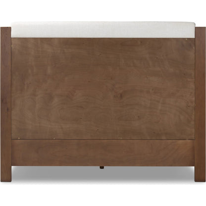 Willem Bed by Four Hands in omari natural, saddle tan oak, saddle tan oak veneer. Made from 79% polyester, 16% viscose (rayon), 5% flax/linen, solid oak, oak veneer in a modern style.