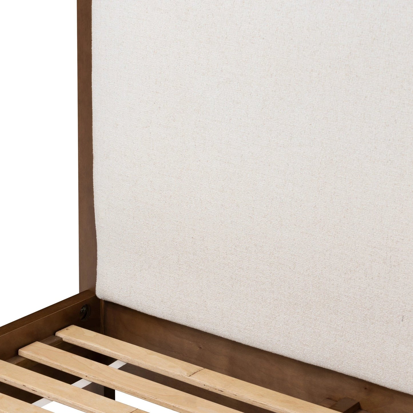 007 SI-2137721 | Closeup | Willem Bed by Four Hands in omari natural, saddle tan oak, saddle tan oak veneer. Made from 79% polyester, 16% viscose (rayon), 5% flax/linen, solid oak, oak veneer in a modern style.