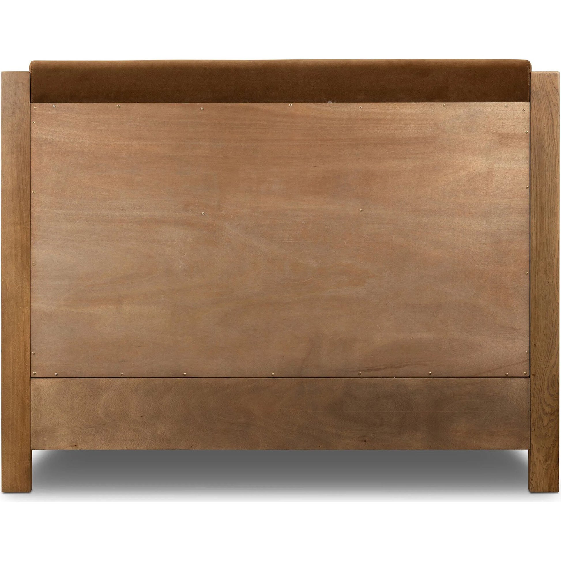 Willem Bed by Four Hands in omari natural, saddle tan oak, saddle tan oak veneer. Made from 79% polyester, 16% viscose (rayon), 5% flax/linen, solid oak, oak veneer in a modern style.