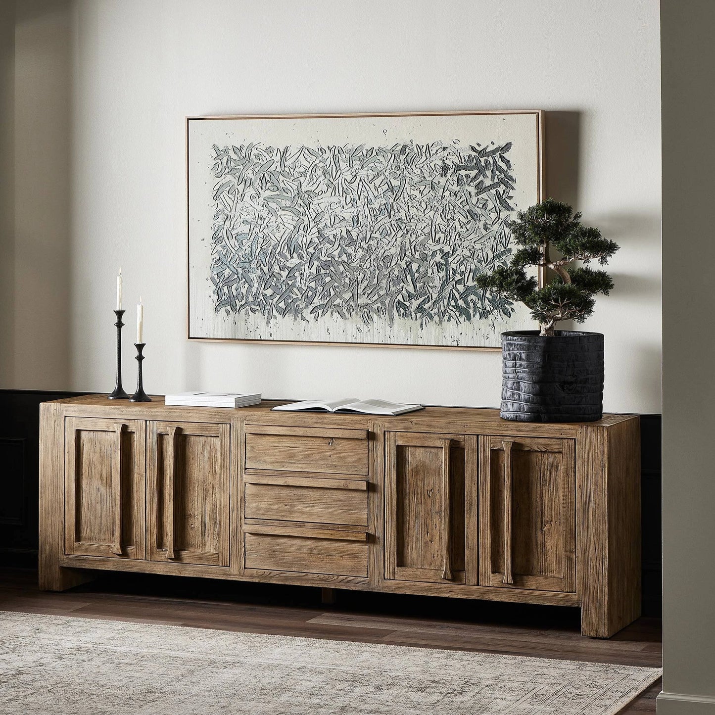 013 SI-2137233 | Lifestyle | Briarbrook Sideboard by Four Hands in distressed light pine. Made from solid pine in a modern style.