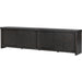 Laredo Media Console by Four Hands in smoked black. Made from solid oak, thick oak veneer in a modern style.