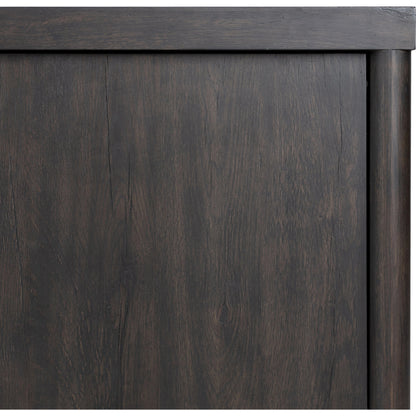 Laredo Media Console by Four Hands in smoked black. Made from solid oak, thick oak veneer in a modern style.