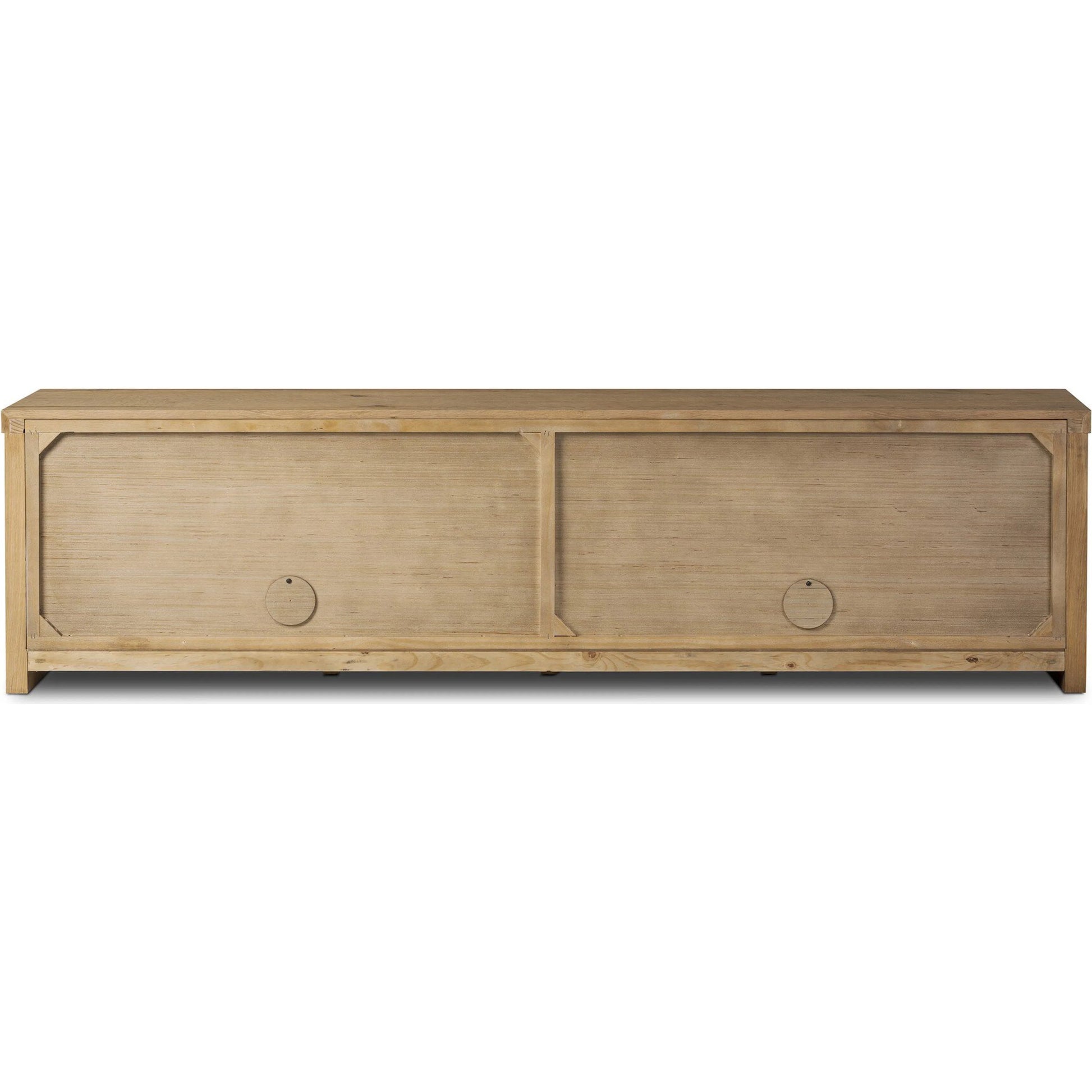 Laredo Media Console by Four Hands in smoked black. Made from solid oak, thick oak veneer in a modern style.