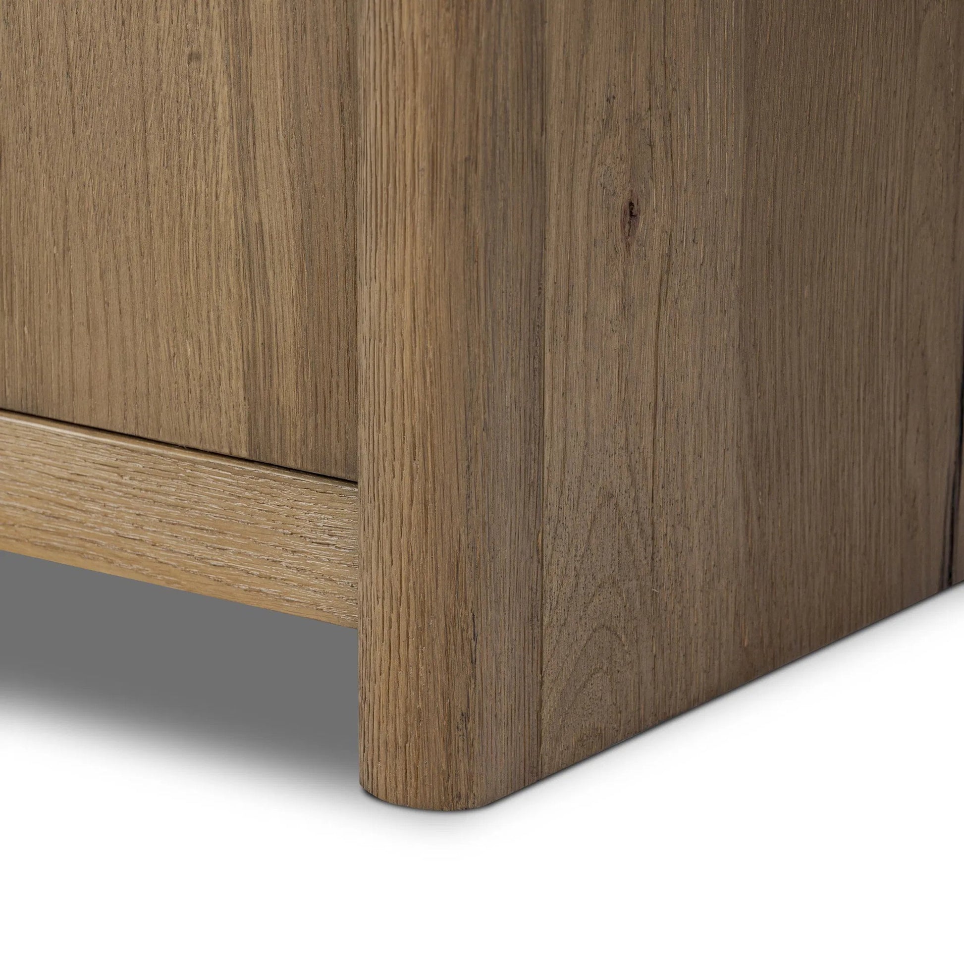 Laredo Media Console by Four Hands in smoked black. Made from solid oak, thick oak veneer in a modern style.