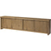 Laredo Media Console by Four Hands in smoked black. Made from solid oak, thick oak veneer in a modern style.