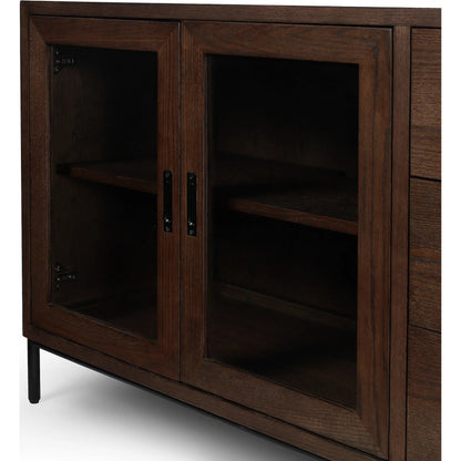 Lancaster Sideboard by Four Hands in drifted oak, drifted oak veneer, black iron. Made from solid oak, oak veneer, iron in a unique style.