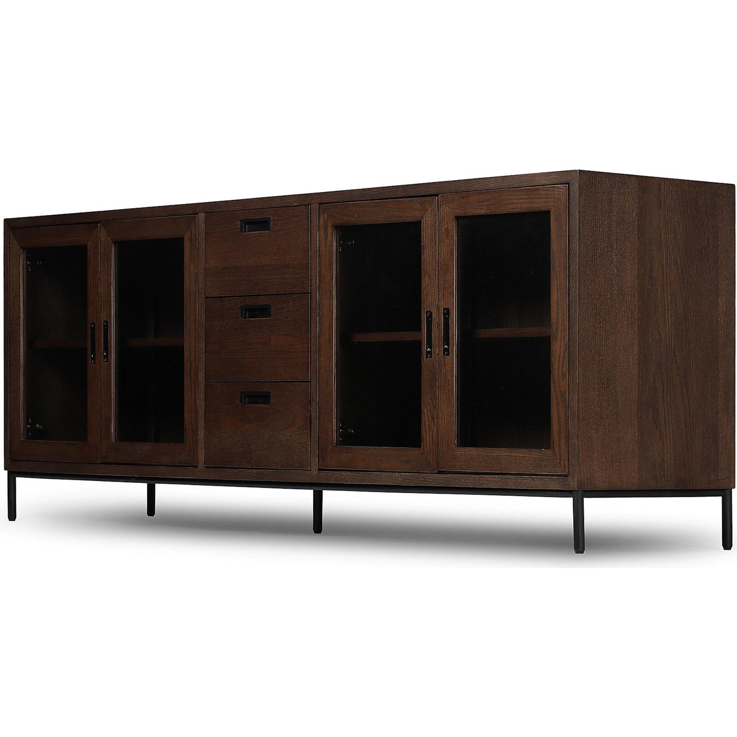 008 SI-2635322 | Additional Silo | Lancaster Sideboard by Four Hands in drifted oak, drifted oak veneer, black iron. Made from solid oak, oak veneer, iron in a unique style.