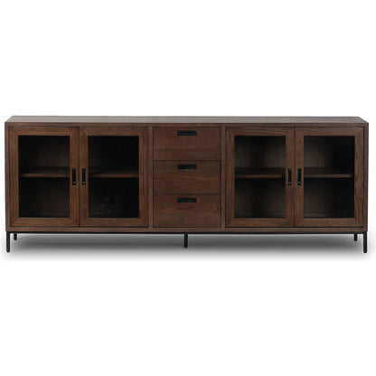 Lancaster Sideboard by Four Hands in drifted oak, drifted oak veneer, black iron. Made from solid oak, oak veneer, iron in a unique style.