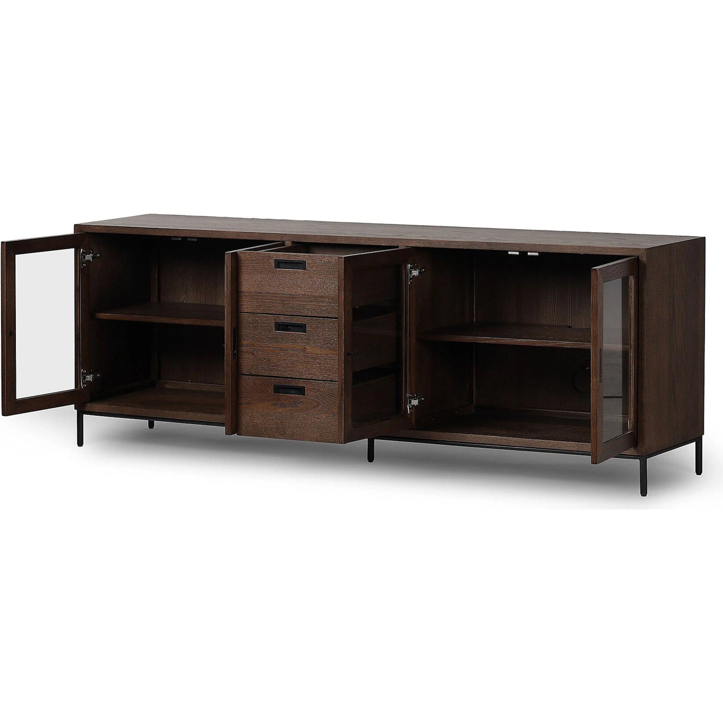 006 SI-2635322 | Additional Silo | Lancaster Sideboard by Four Hands in drifted oak, drifted oak veneer, black iron. Made from solid oak, oak veneer, iron in a unique style.