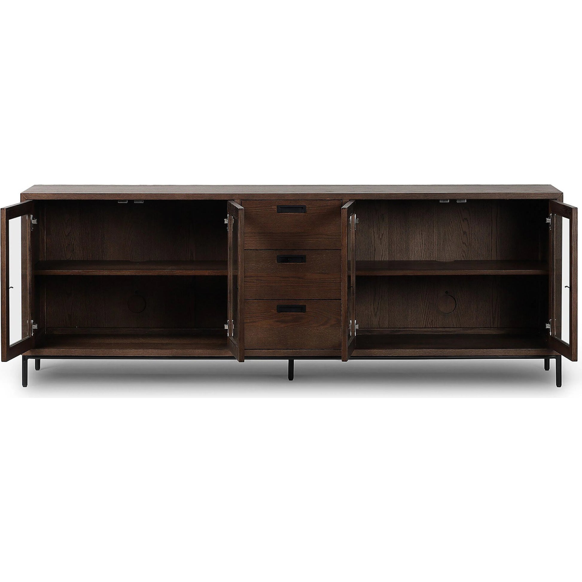 Lancaster Sideboard by Four Hands in drifted oak, drifted oak veneer, black iron. Made from solid oak, oak veneer, iron in a unique style.