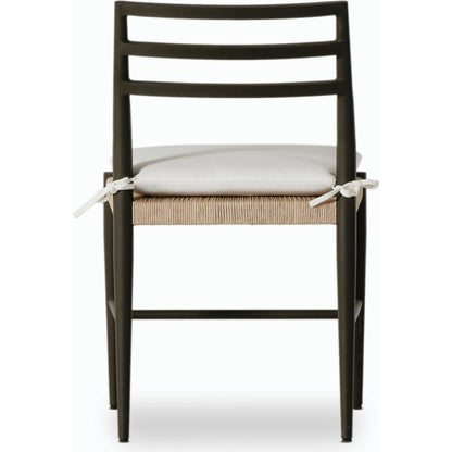 Glenmore Outdoor Dining Chair w/ Cushion by Four Hands in stinson white, bronze. Made from 100% olefin, aluminum, 100% polyethylene in a modern style.