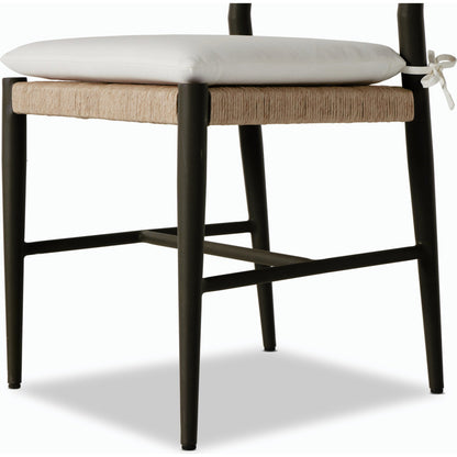 Glenmore Outdoor Dining Chair w/ Cushion by Four Hands in stinson white, bronze. Made from 100% olefin, aluminum, 100% polyethylene in a modern style.