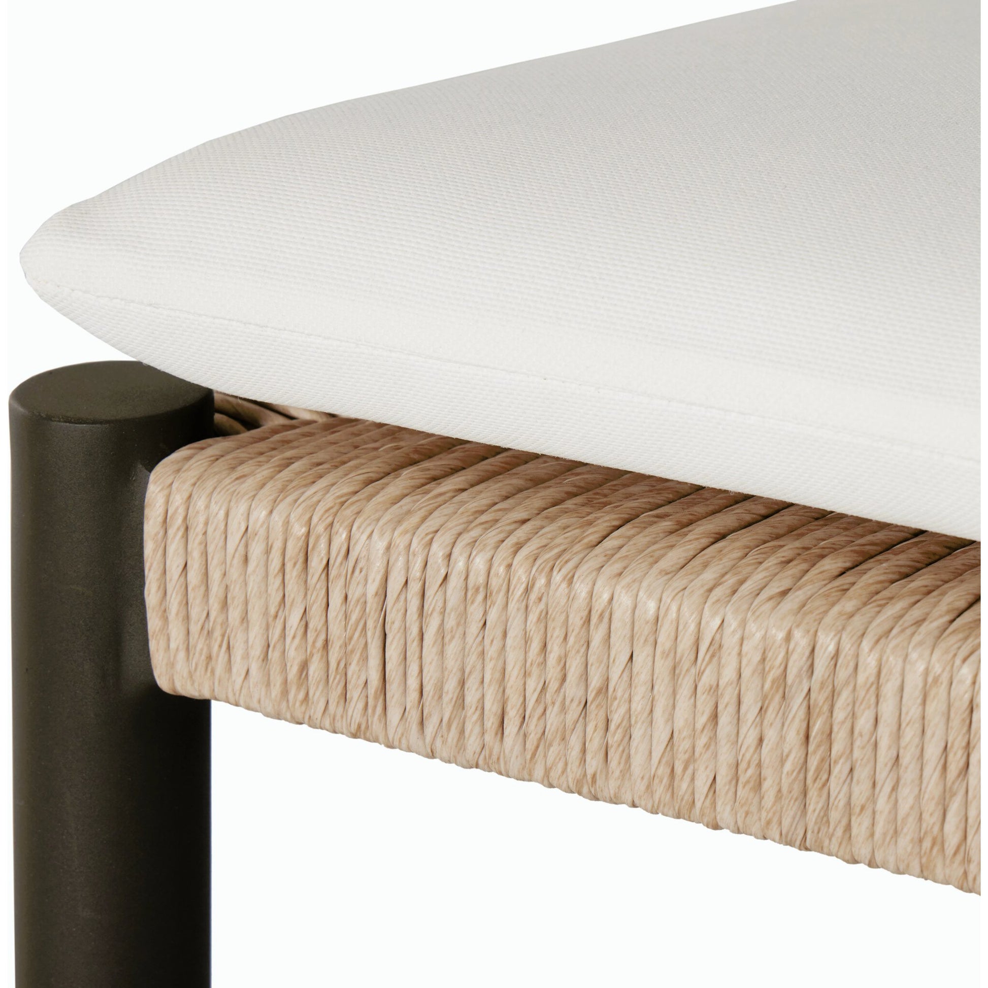 Glenmore Outdoor Dining Chair w/ Cushion by Four Hands in stinson white, bronze. Made from 100% olefin, aluminum, 100% polyethylene in a modern style.