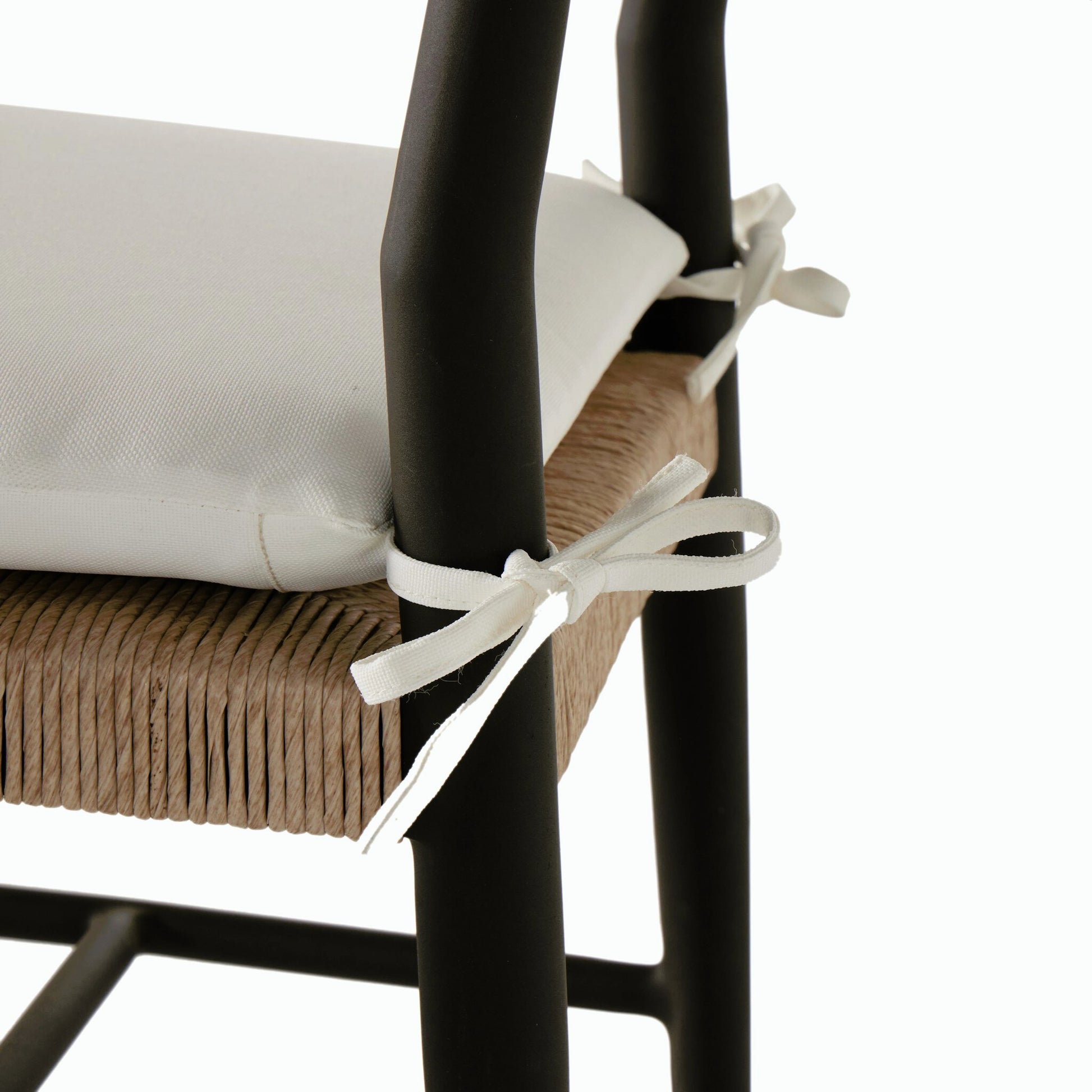 Glenmore Outdoor Dining Chair w/ Cushion by Four Hands in stinson white, bronze. Made from 100% olefin, aluminum, 100% polyethylene in a modern style.