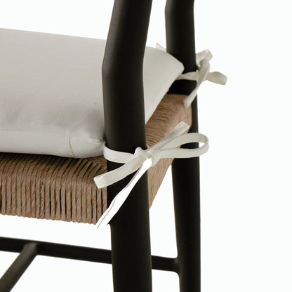 Glenmore Outdoor Dining Chair w/ Cushion by Four Hands in stinson white, bronze. Made from 100% olefin, aluminum, 100% polyethylene in a modern style.