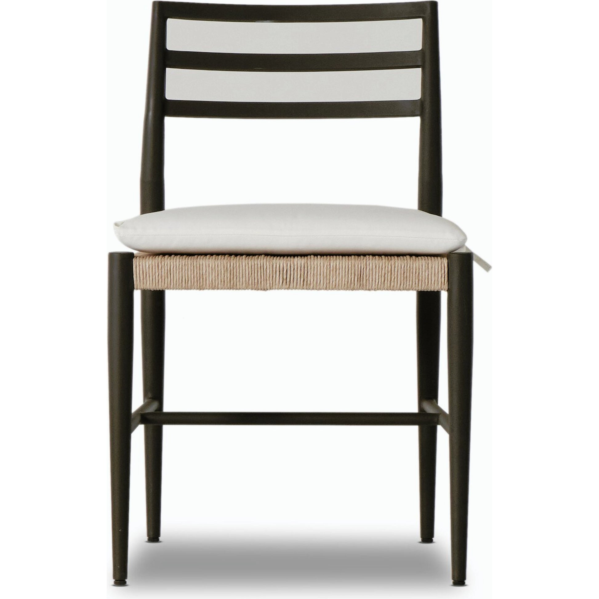 Glenmore Outdoor Dining Chair w/ Cushion by Four Hands in stinson white, bronze. Made from 100% olefin, aluminum, 100% polyethylene in a modern style.