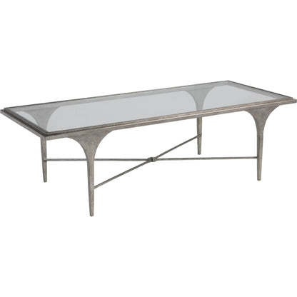 Porto Silver Rectangular Cocktail Table by Artistica Home in silver leaf. Made from unique in a modern style.