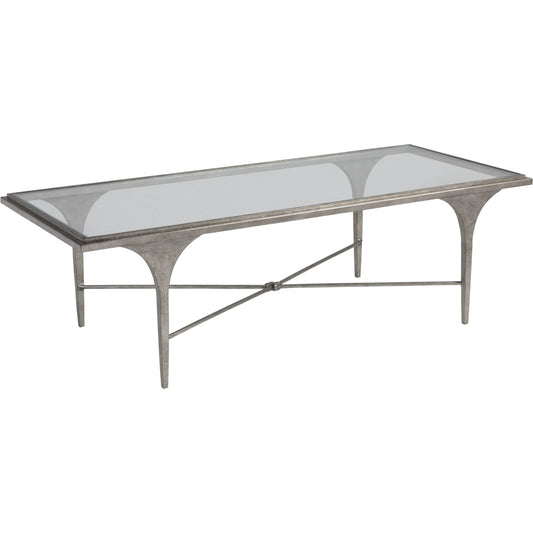 Porto Silver Rectangular Cocktail Table by Artistica Home in silver leaf. Made from unique in a unique style.