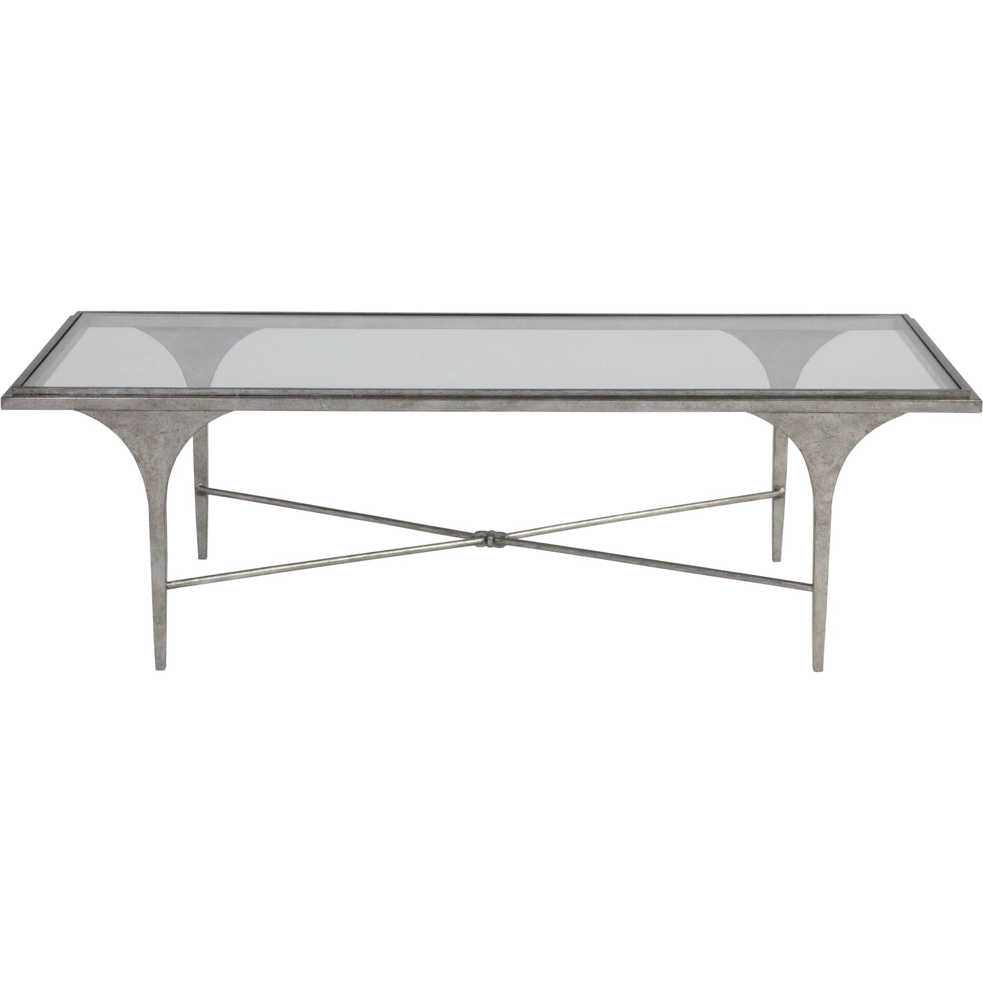Porto Silver Rectangular Cocktail Table by Artistica Home in silver leaf. Made from unique in a modern style.