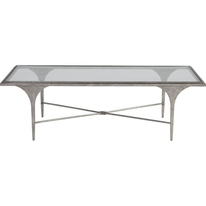 Porto Silver Rectangular Cocktail Table by Artistica Home in silver leaf. Made from unique in a modern style.