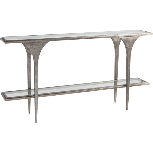 Porto Silver Console by Artistica Home in silver leaf. Made from unique in a unique style.