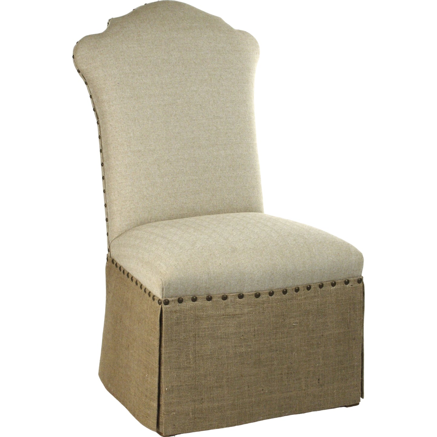 001 S-338337 | Primary Silo | Skirted Chair Burlap Back by Zentique in antique natural linen, burlap and hardwood maple. Made from unique in a cottage & farmhouse style.