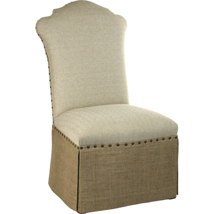 Skirted Chair Burlap Back by Zentique in antique natural linen, burlap and hardwood maple. Made from unique in a cottage & farmhouse style.