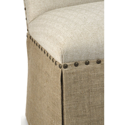Skirted Chair Burlap Back by Zentique in antique natural linen, burlap and hardwood maple. Made from unique in a cottage & farmhouse style.
