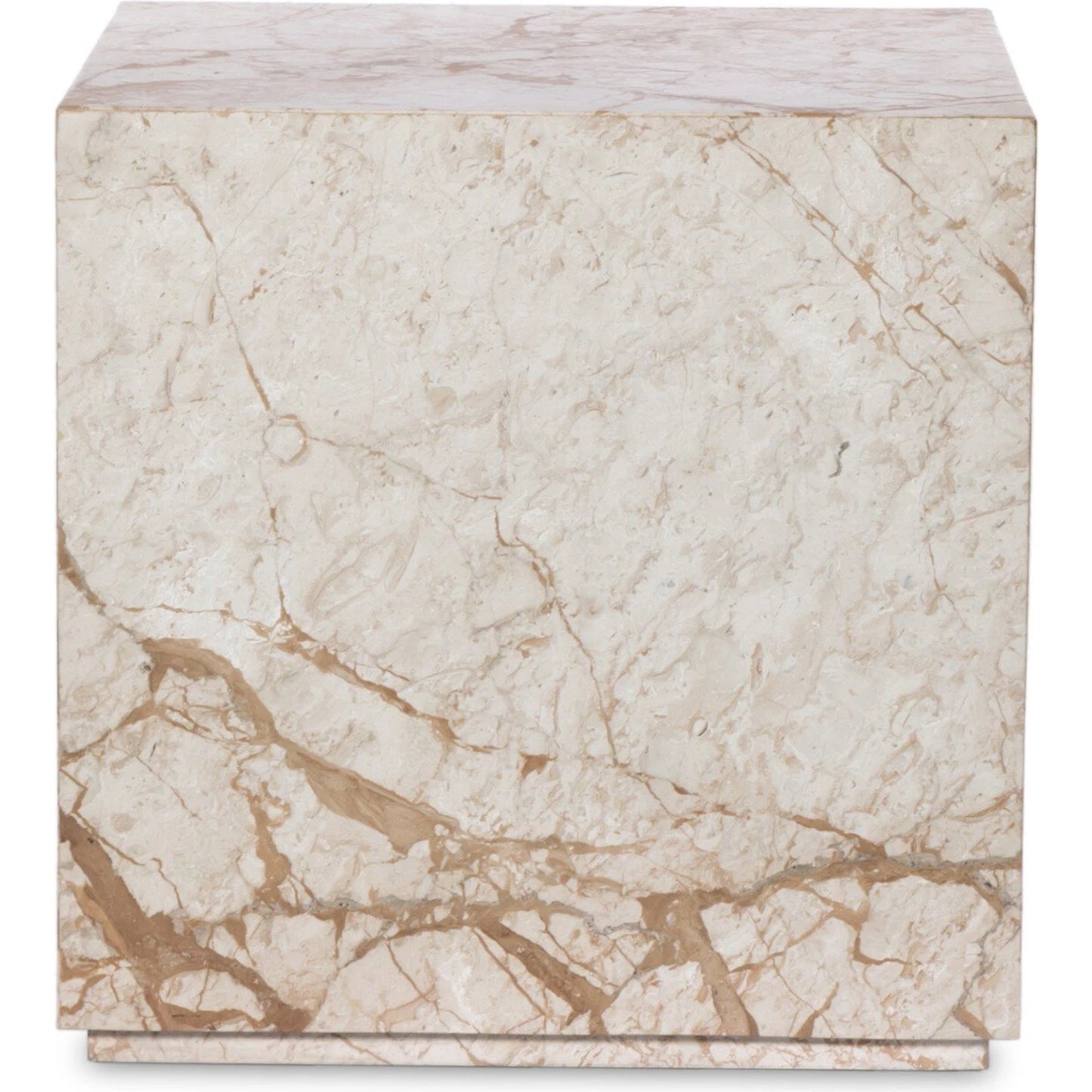 002 SI-2137523 | Additional Silo | Modern Marble Plinth End Table by Four Hands in desert taupe marble. Made from solid marble, solid mango in a modern style.