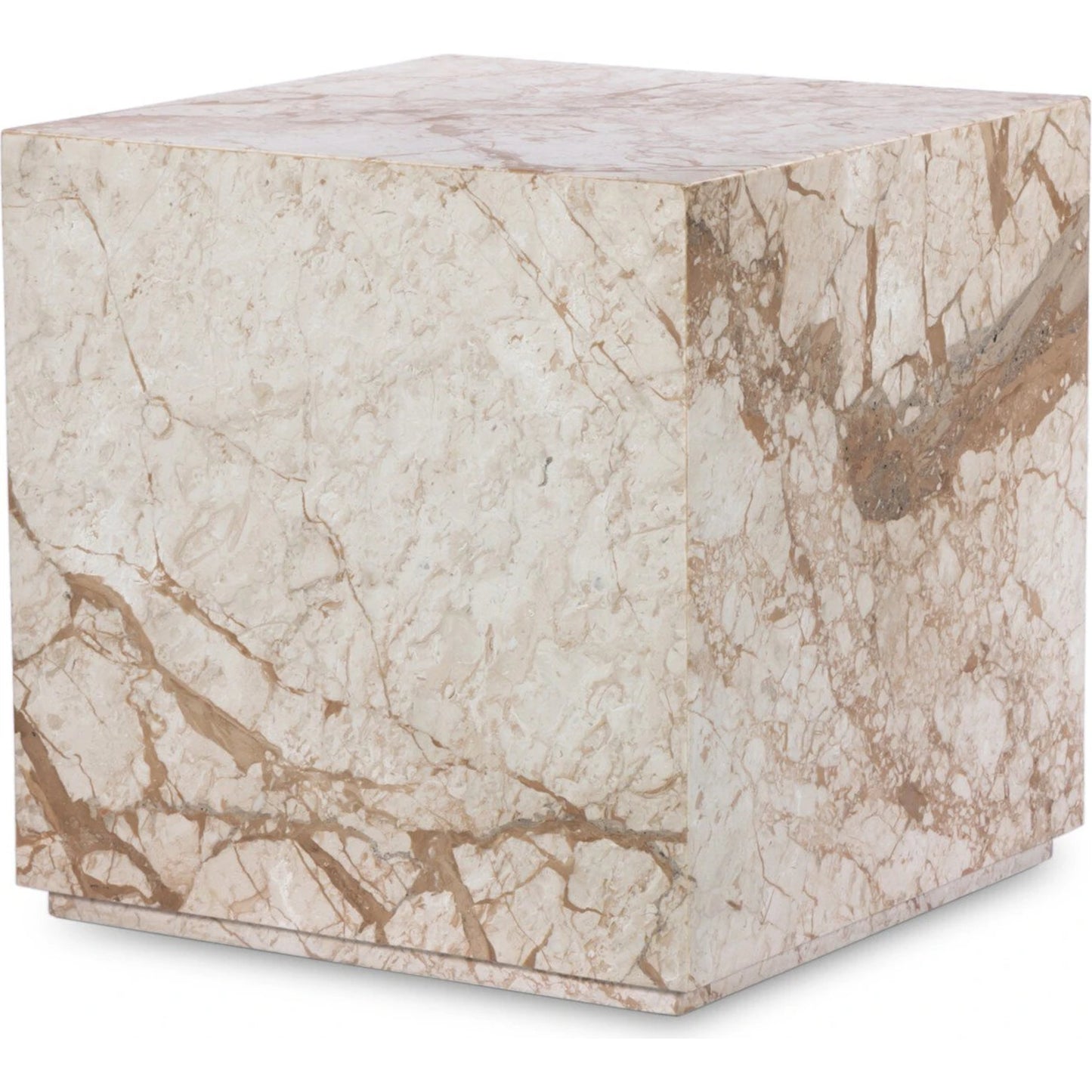 001 SI-2137523 | Primary Silo | Modern Marble Plinth End Table by Four Hands in desert taupe marble. Made from solid marble, solid mango in a modern style.