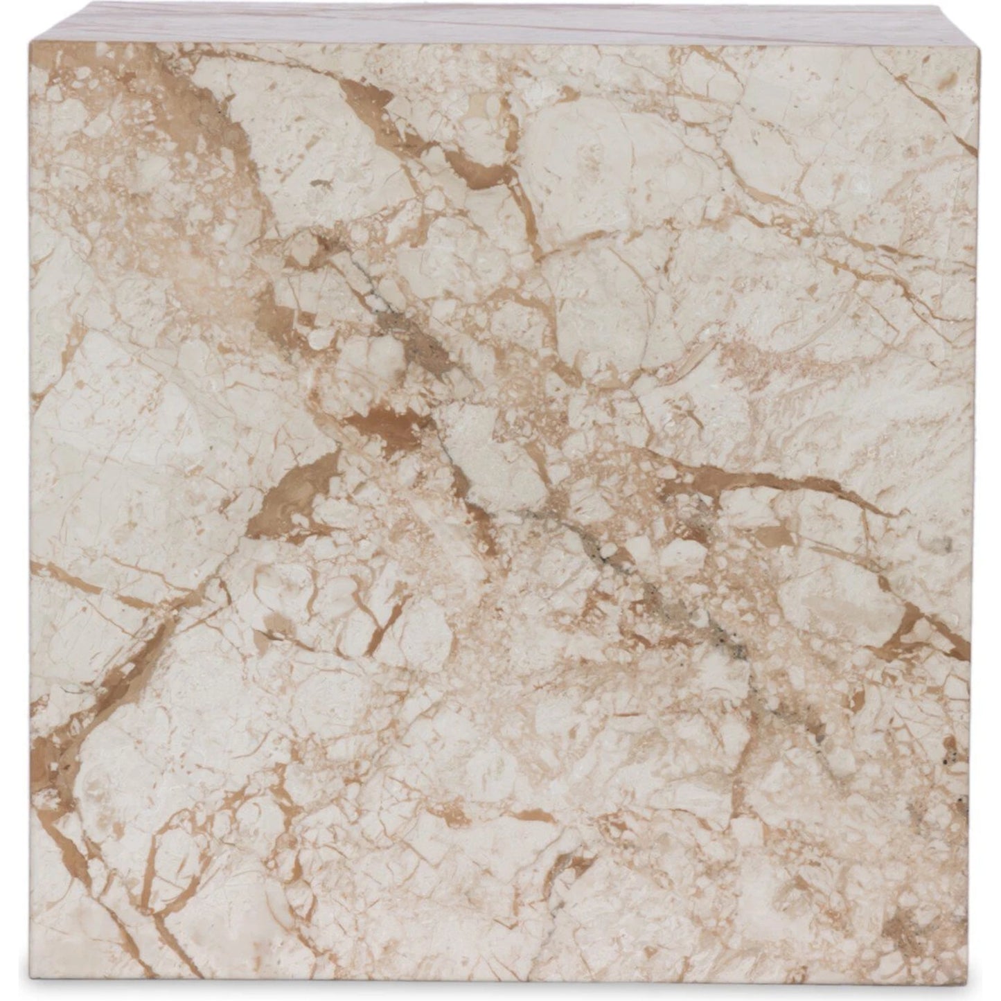 004 SI-2137523 | Additional Silo | Modern Marble Plinth End Table by Four Hands in desert taupe marble. Made from solid marble, solid mango in a modern style.